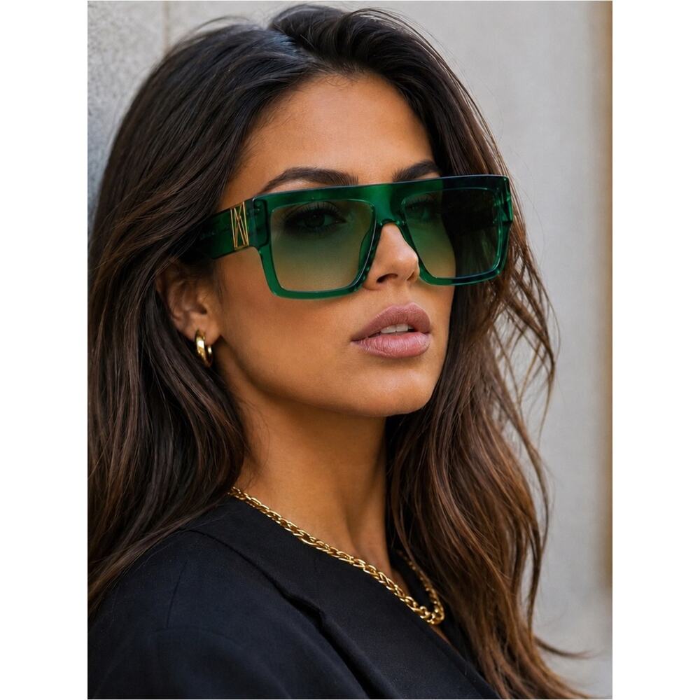 NEW!!! Anna Karin Karlsson  Emerald Green Oversized Square Sunglasses